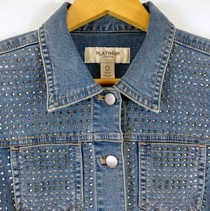 Rhinestone Denim Chicos Studs Crop Jean Jacket